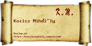 Kozicz Mihály névjegykártya
